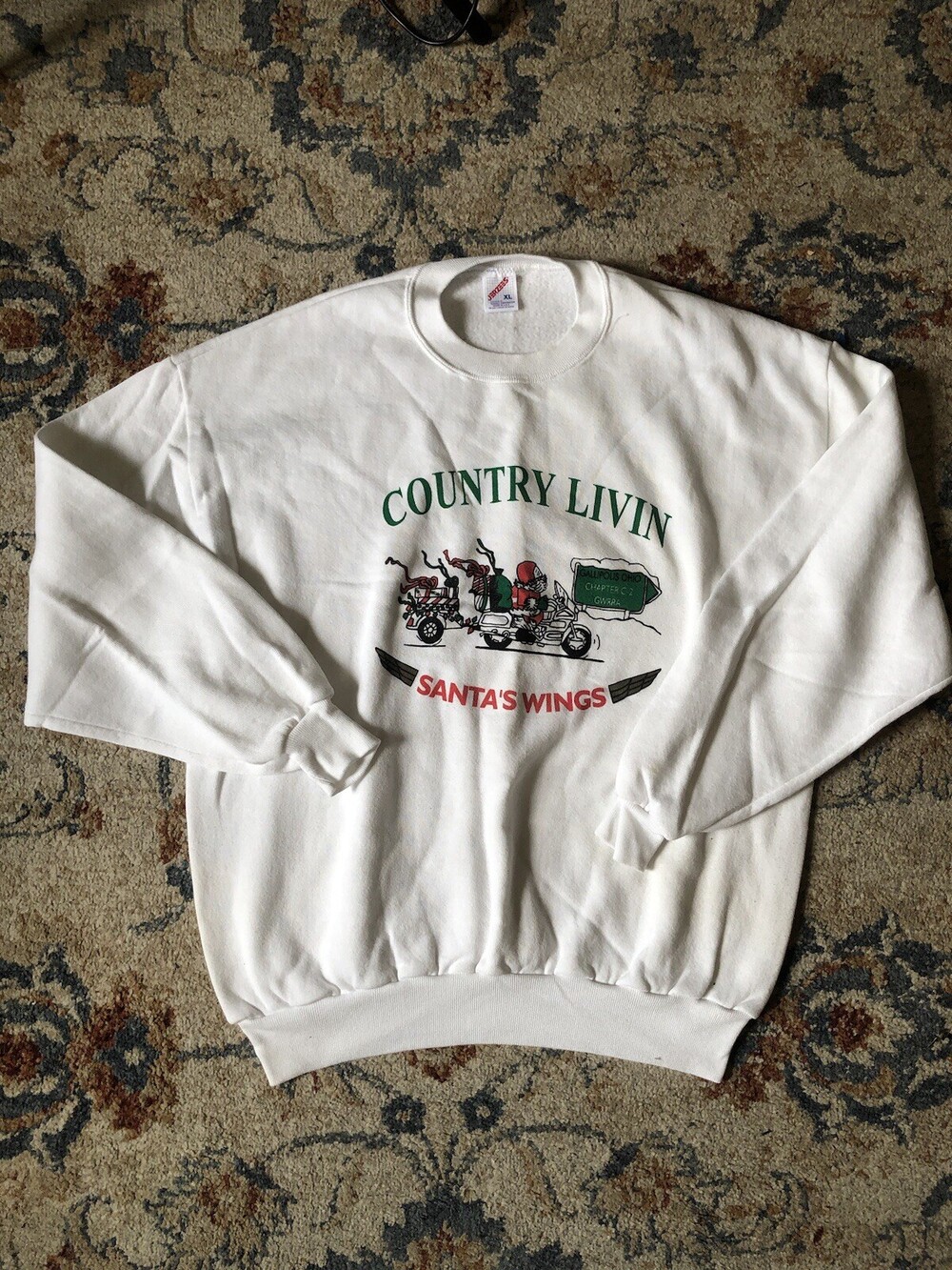 Vintage Jerzees Sweatshirt Made In USA Womens XL Grandma Christmas